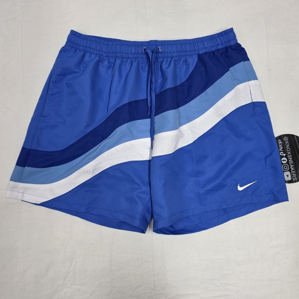 Nike Breaker Wave Volley Swim Shorts Blue White 7in Inseam NESSG526-434 Mens XL